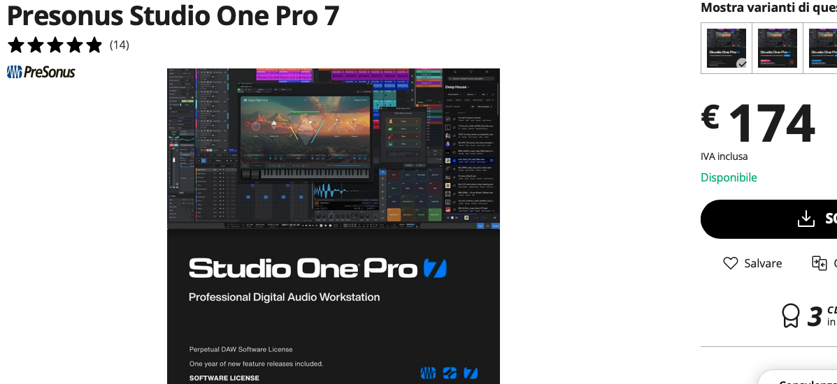 Presonus Studio One 7 Pro Perpetual 1 Year updates